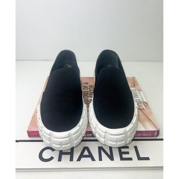 Authentic PRADA Cassetta Wheels Black 'Prada' Logo Platform Sneakers Size EU38 - Picture 4 of 16